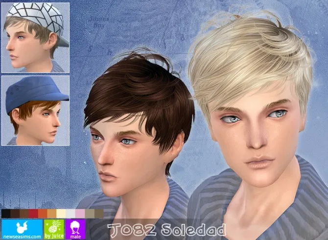 J082 Soledad hair for males by Newseasims, Sims 4 hair CC