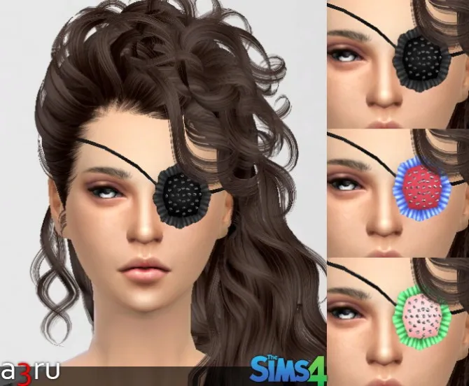 Studded Eye-patch by A3ru, Sims 4 accessories CC