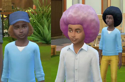Big Afro hair for kids conversion by Esmeralda, Sims 4 hair CC