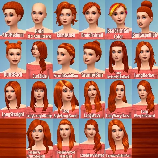Ginger All The Hairs Female Edition by Caitie, Sims 4 hair CC