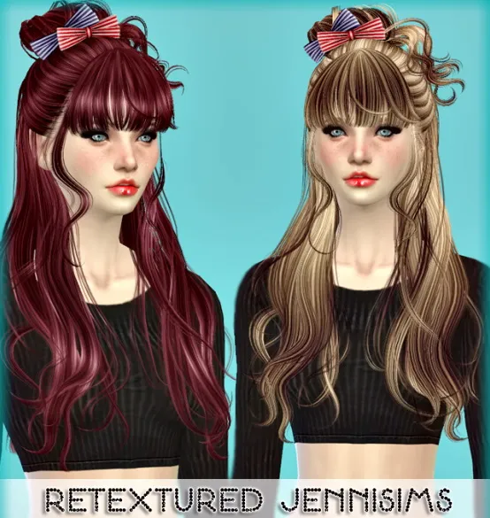 Newsea’s Rainbow Gate and Samantha hair retextures by Jennisimsunanuevaexperiencia, Sims 4 hair CC