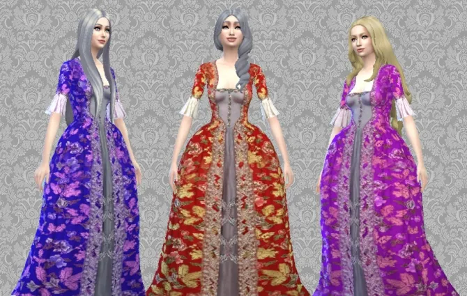 Rococo Dress Conversion by Kiara24, Sims 4 female clothes CC