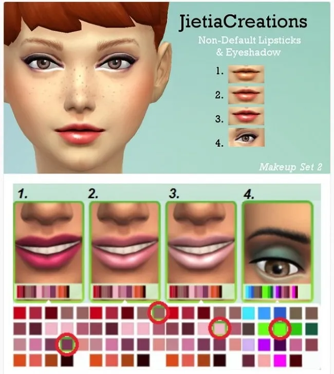 Non-default lipsticks and eyeshadows