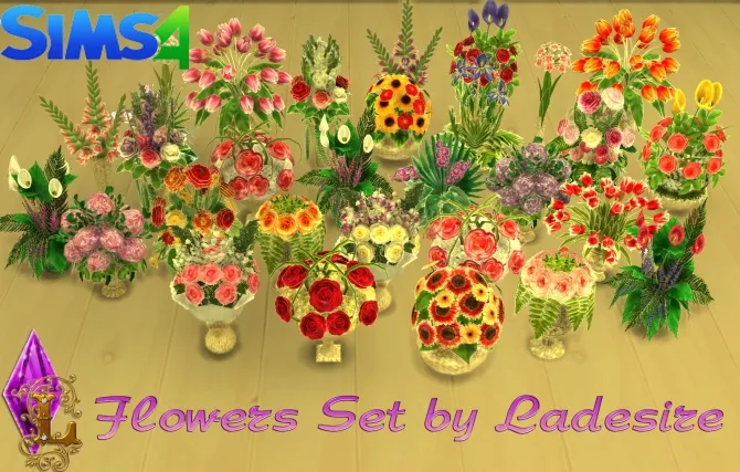 Flowers Set by Ladesire Thesims3, Sims 4 decor CC