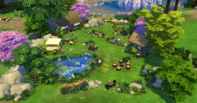 Clapotis camp lot by Studiosimscreation, Sims 4 residential lots CC