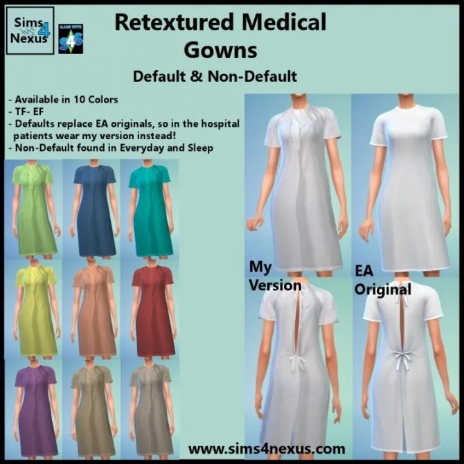 Medical Gown Retexture by Sims4nexus, Sims 4 female clothes CC
