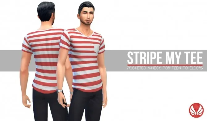 Stripe My Tee by Simsationaldesigns, Sims 4 male clothes CC