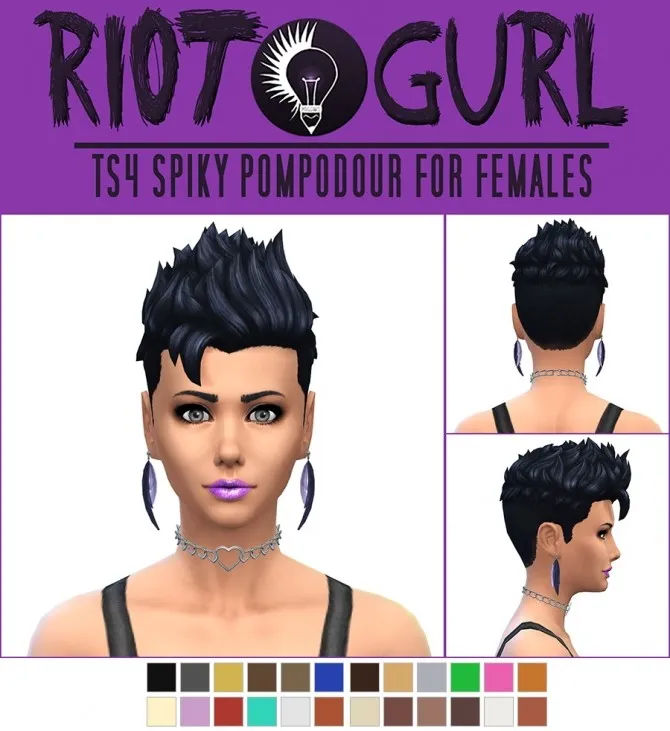 Spiky Pompadour hair F by Jorgha Haq, Sims 4 hair CC