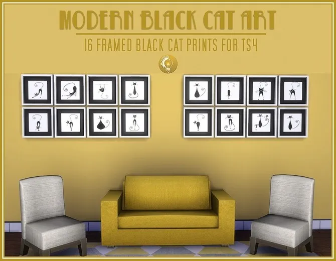 Modern black cat art