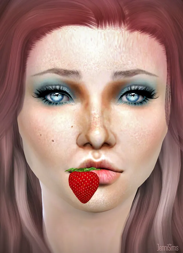 Strawberry mouth by Jennisimsunanuevaexperiencia, Sims 4 accessories CC