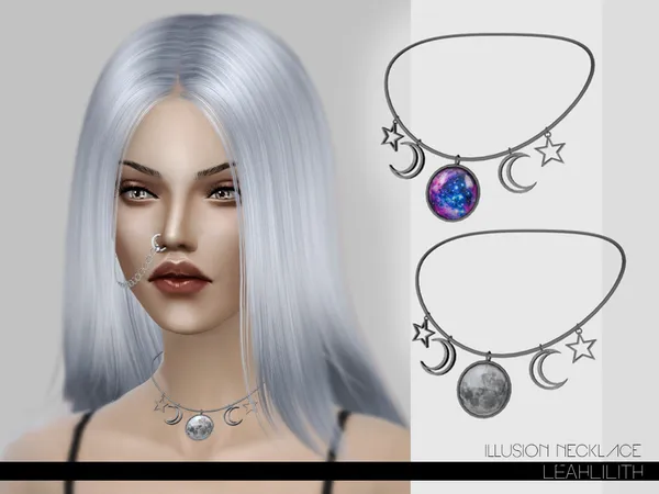 Illusion Necklace by Leah Lillith, Sims 4 jewelry CC