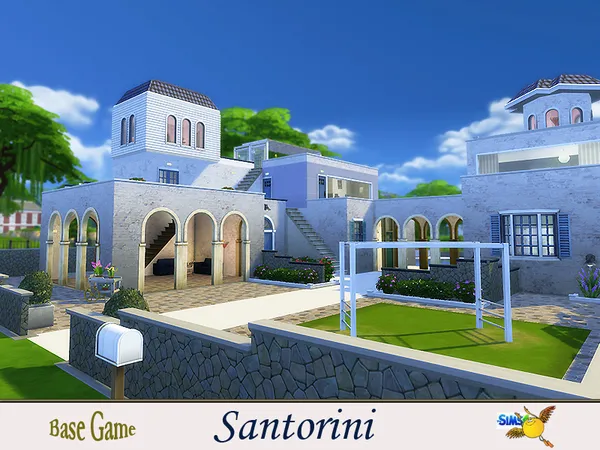 Santorini house by evi, Sims 4 residential lots CC