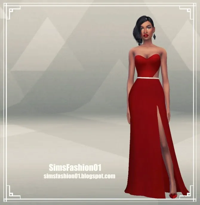 Long Dress with Slit by Simsfashion01, Sims 4 female clothes CC