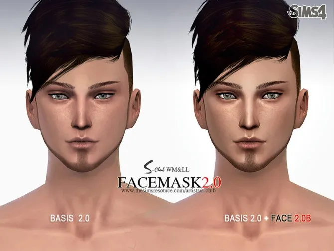 Facemask 2.0 by S-Club WMLL, Sims 4 facepaint CC