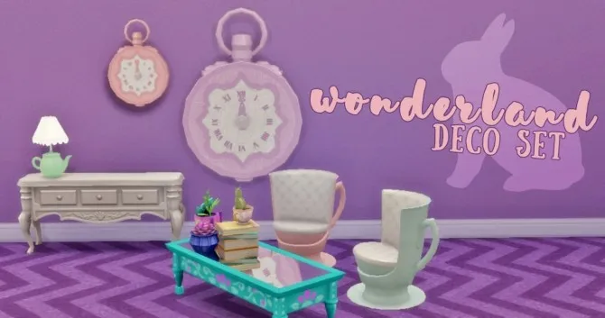 Wonderland Deco Set by Hamburgercakes, Sims 4 decor CC
