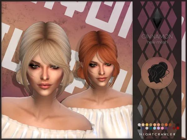 Cinnamon hairstyle by Nightcrawler, Sims 4 hair CC