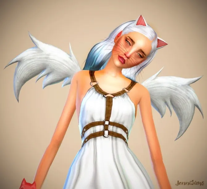 Neko Cat Wings, Whiskers, Ears, Bracelet by Jennisimsunanuevaexperiencia, Sims 4 accessories CC