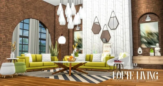 Lofte Living Brick Arch Decor Set by Simsationaldesigns, Sims 4 decor CC