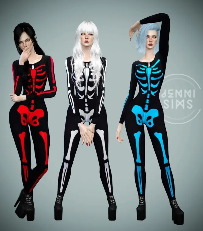Skeleton body by Jennisimsunanuevaexperiencia, Sims 4 female clothes CC