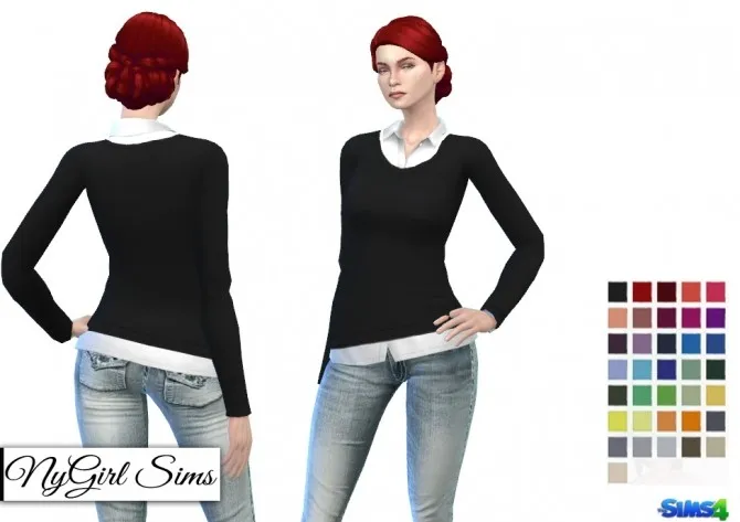 Sweater with White Button Up