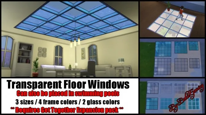 Transparent Floor Windows by Bakie, Sims 4 walls & floors CC