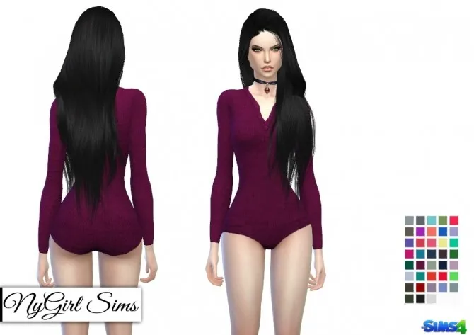 Long Sleeve Thermal Bodysuit by Nygirlsims4, Sims 4 female clothes CC