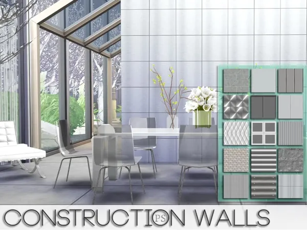 Construction Walls by Pralinesims, Sims 4 walls & floors CC