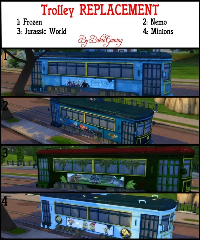 4 New Trolley Replacements by Bakie, Sims 4 Build Buy Tool mod