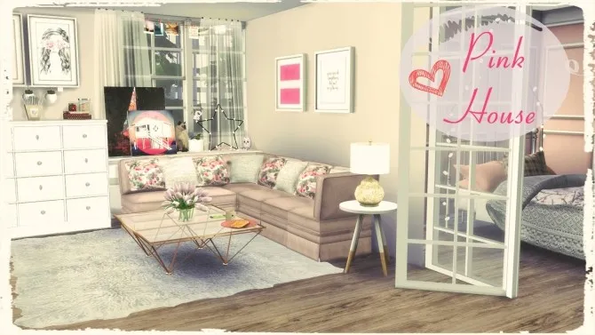 Pink House by Dinha Gamer, Sims 4 residential lots CC
