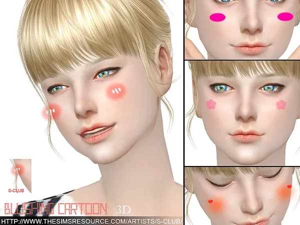3D Blushing cartoon by S-Club WM, Sims 4 blush CC