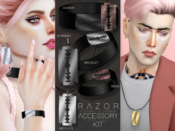 Razor Accessory Kit by Pralinesims, Sims 4 jewelry CC
