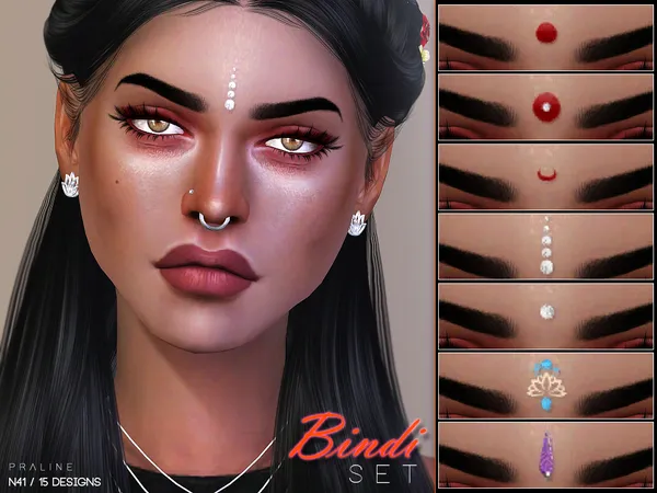 Bindi Set N41 by Pralinesims, Sims 4 blush CC
