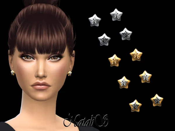 Star Stud Earrings by NataliS, Sims 4 jewelry CC