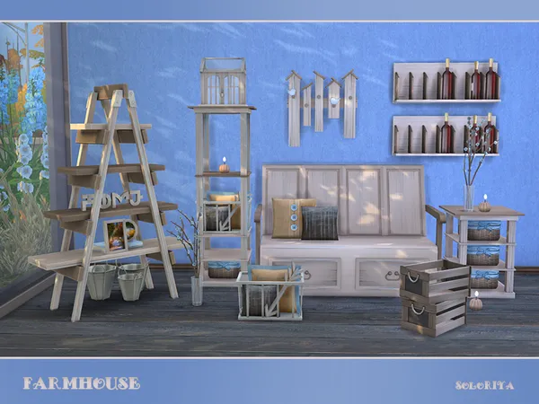 Modern farmhouse set by soloriya, Sims 4 furniture CC