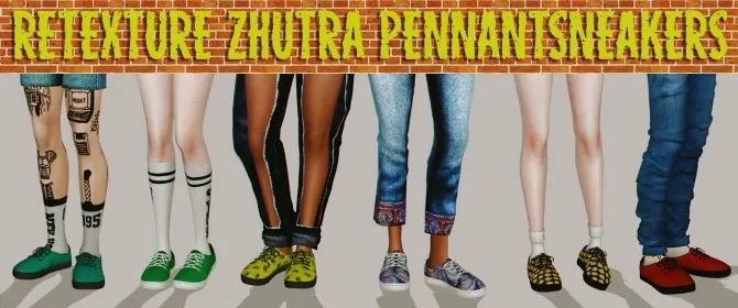 Zhutra​ pennant sneakers by Magic Bot, Sims 4 female shoes CC
