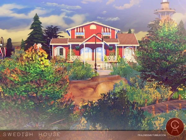 Swedish House by Pralinesims, Sims 4 residential lots CC