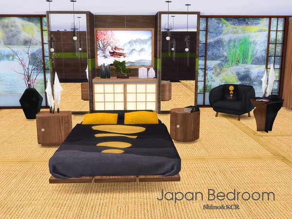 Japan Bedroom by ShinoKCR, Sims 4 bedroom CC
