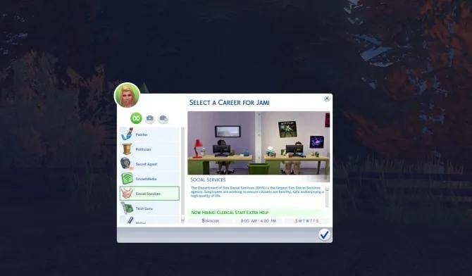 Social Services Career by missmani09, Sims 4 Career mod
