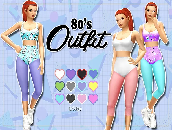80’s Outfit by Kasssims4, Sims 4 female clothes CC
