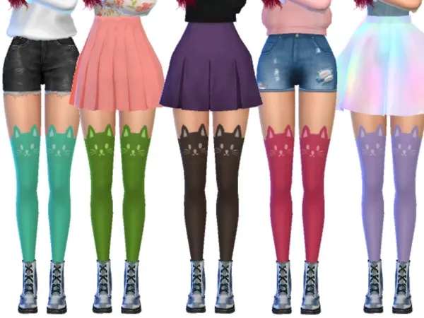 Kawaii Cat Stockings by Wicked_Kittie, Sims 4 tights CC