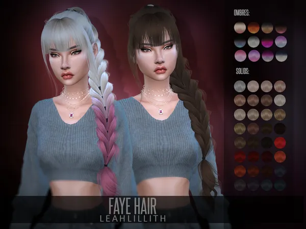 Faye Hair by Leah Lillith, Sims 4 hair CC