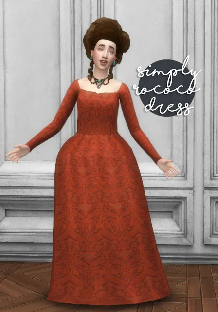 Simply Rococo Dress by Historicalsimslife, Sims 4 female clothes CC
