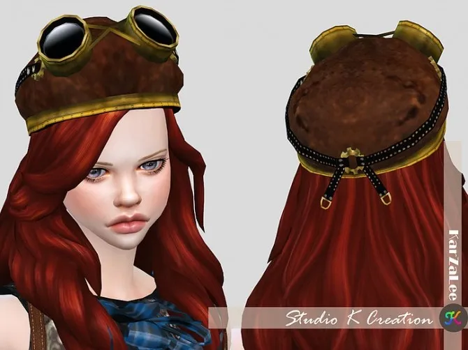 Aviator hat by karzalee, Sims 4 headwear CC