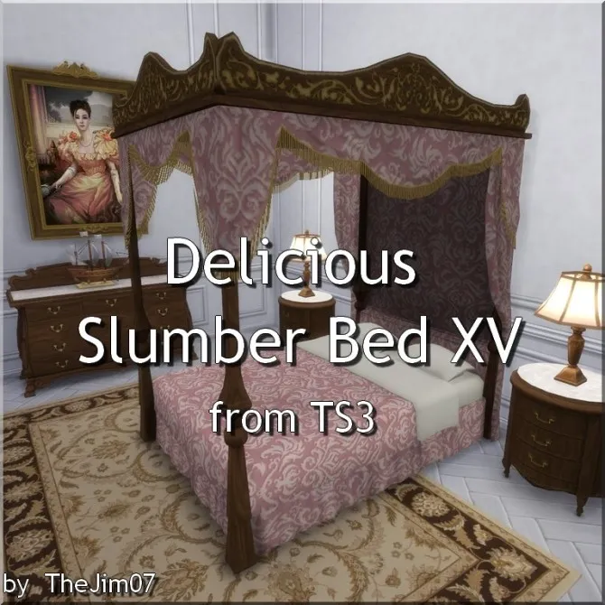 Delicious Slumber Bed XV from TS3 by TheJim07, Sims 4 furniture CC