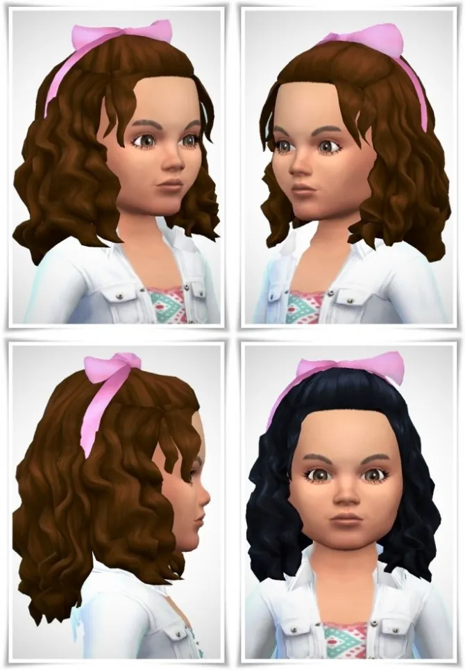 Mary’s Curls with Bow hair by Birkschessimsblog, Sims 4 hair CC