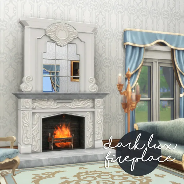 Darl Lux fireplace by Historicalsimslife, Sims 4 walls & floors CC