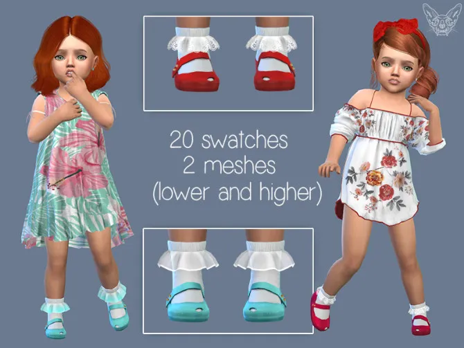 Toddler Frilly Socks 2.0 by Giulietta Sims, Sims 4 tights CC