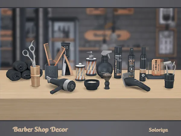 Barber Shop Decor by soloriya, Sims 4 decor CC