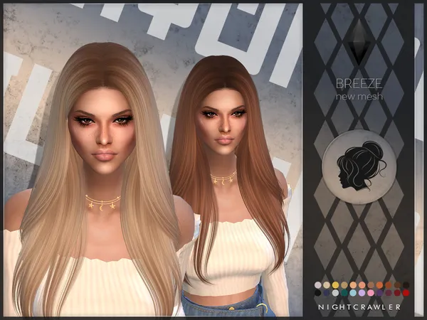 Breeze hair by Nightcrawler, Sims 4 hair CC