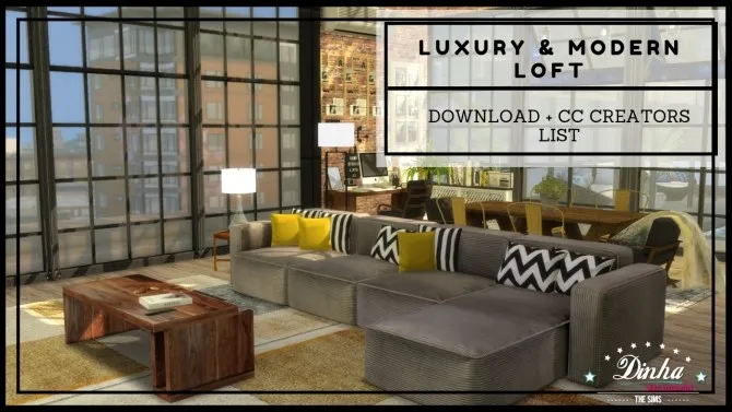 LUXURY AND MODERN LOFT by Dinha Gamer, Sims 4 residential lots CC